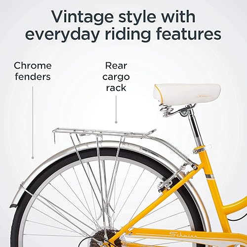 Miniatura 2 de Schwinn Wayfarer Bicicleta híbrida para adultos, estilo retro, opción de cuadro de paso o paso a través, transmisión de 7 velocidades, estante