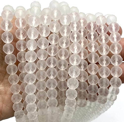 Miniatura 3 de ABCgems Cuarzo de cristal madagascán acabado mate, también conocido como cristal de roca (color magnífico, dureza Mohs 7) cuentas de energía