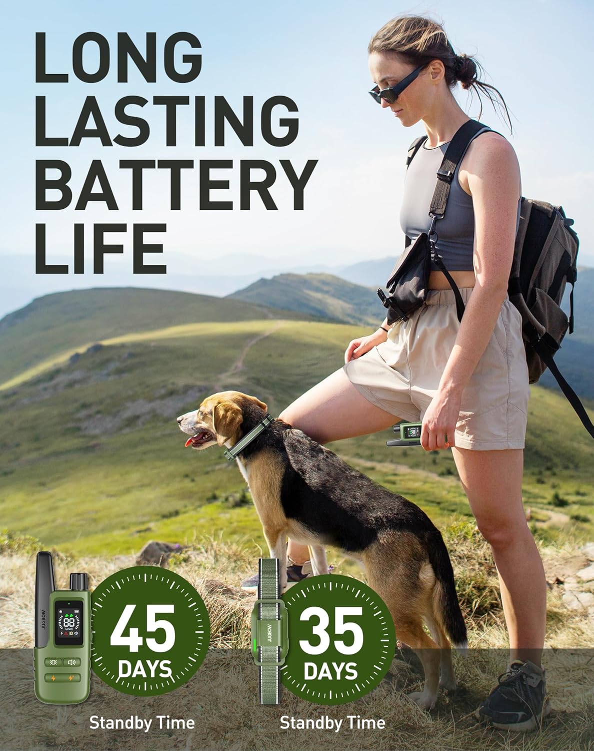 Jugbow Dog Training Collar - 4200FT Training Collar with Remote for 5-120lbs Large Medium Small Dogs, IPX8 Waterproof E Collar with 4 Training Modes, Security Lock, Rechargeable (Green)