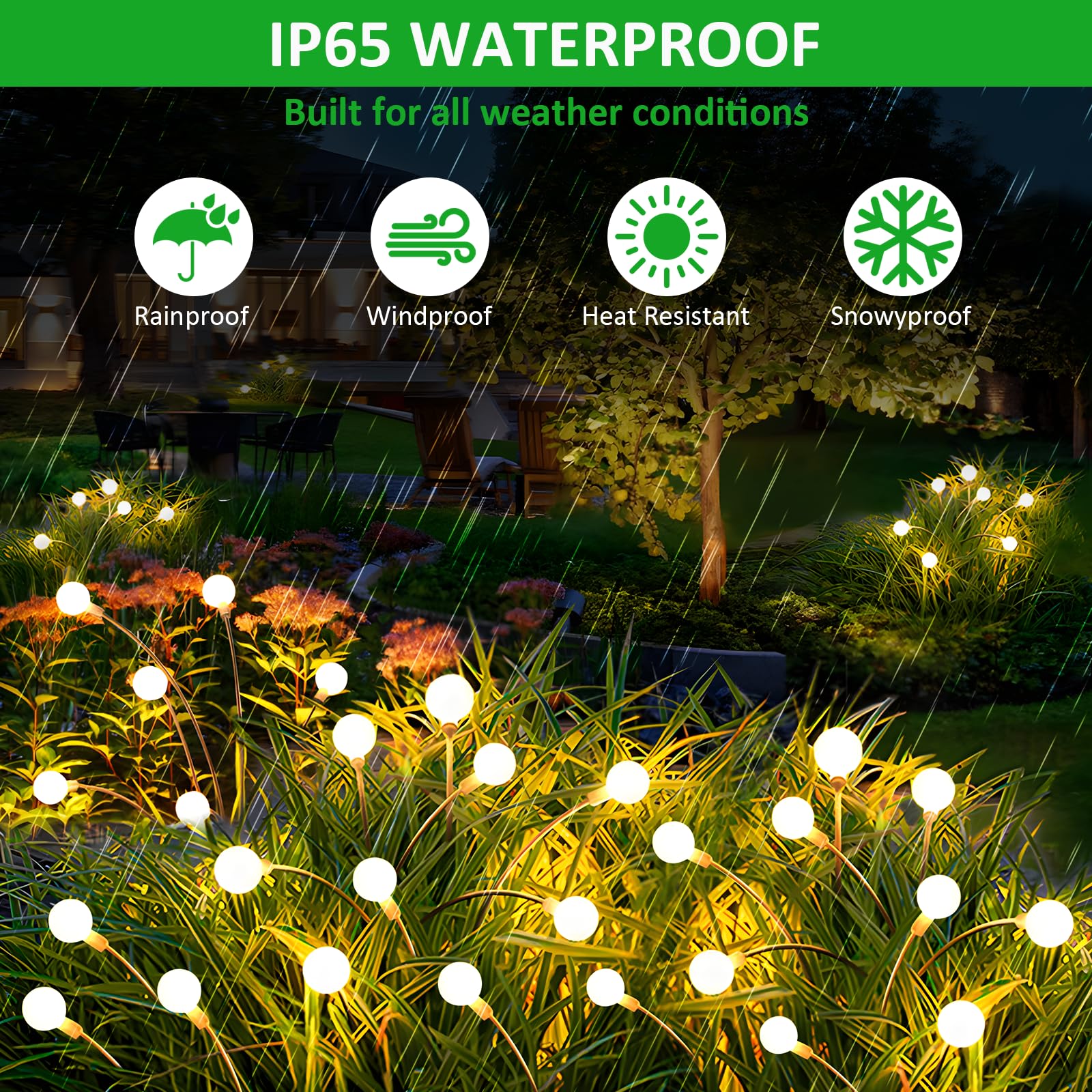 FIFlying Lampade solari per esterni da giardino, 6 pezzi 8 LED lucciole luci solari per esterni, nuove altezze opzionali, 8 modalità, luce lucciola, IP65, impermeabili, per pathway Yard Patio, YHC008