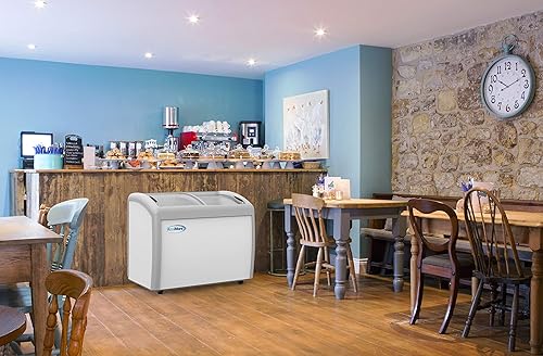 Vista 54 de KoolMore - Vitrina comercial para congelador de helados MCF-6C, congelador superior de vidrio con 2 cestas de almacenamiento y tapa deslizante