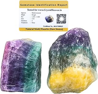 Sponsored Ad - Certified Fluorite Crystal Healing Rough Stone, Natural Raw Crystals for Manifestation, Meditation and Reiki Healing (2 Pieces)