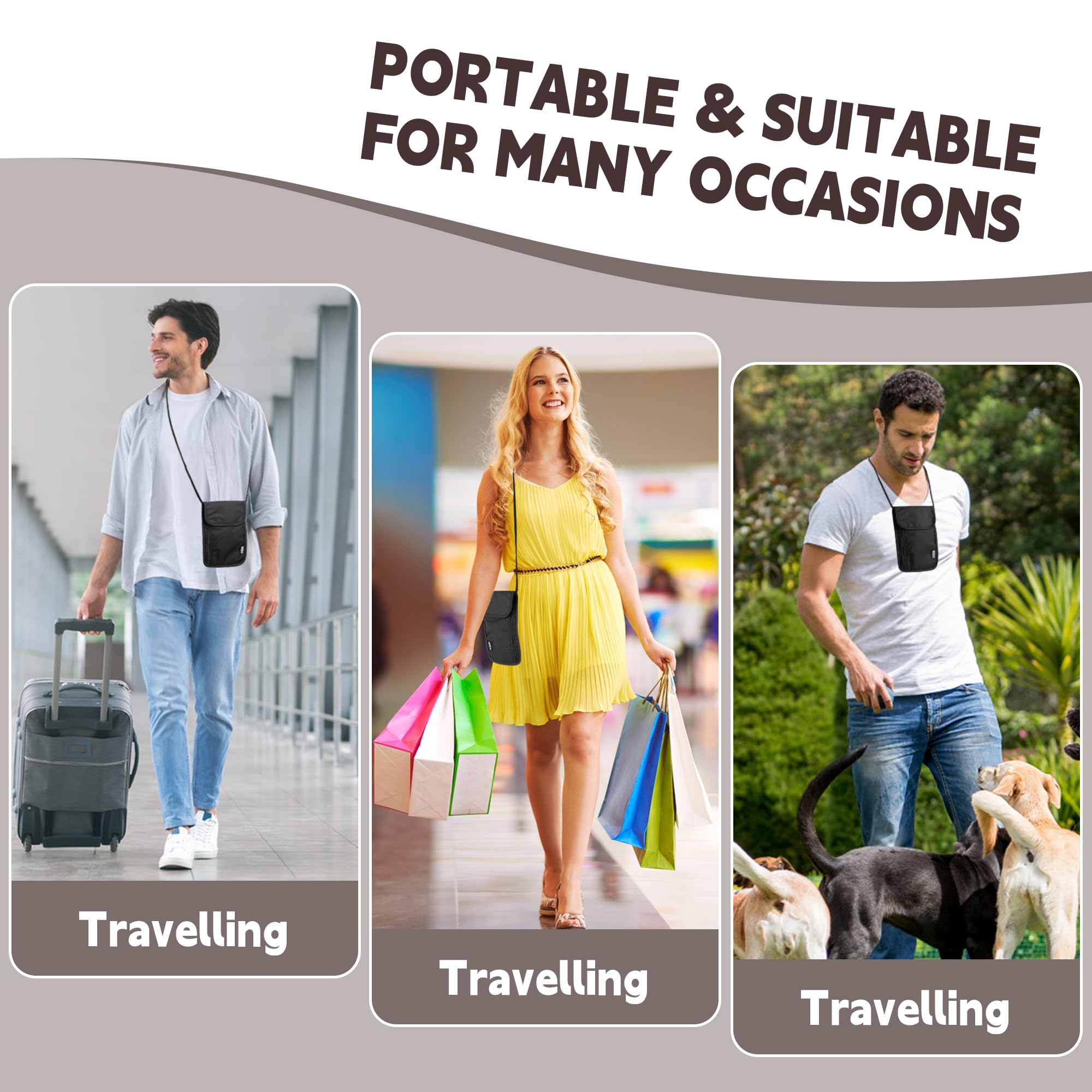 Likesing Familienpass-Halter, Brusttasche, RFID-blockierend, Sicherheit, leicht, Cross-Body-Pass, Reisebrieftasche, schmaler Hals, Geschenke für Damen und Herren