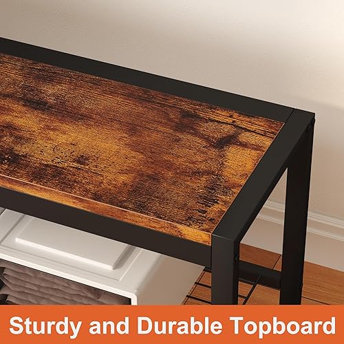 Miniatura 6 de HOMEFORT Shoe Bench, Modern Industrial Shoe Storage Bench, Entryway Bench with Mesh Shelf and Sturdy Metal Frame, Metal Shoe Rack Bench for Hallway,