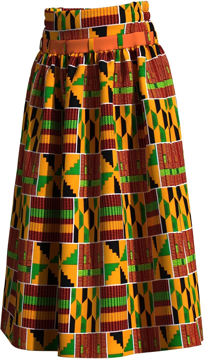 XIAOHUAGUA Little Girl’s African Wax Print Skirts Bohemian Ankara High Waist Long Skirt for Kids Girls Kente Clothes 7-12T