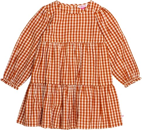 RuffleButts Baby/Toddler Girls Woven Long Sleeve Tiered Twirl Dress