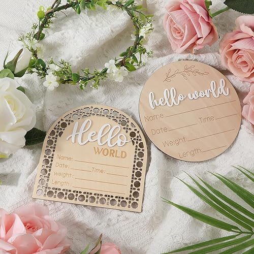 Miniatura 4 de 2 carteles de anuncio de bebé, letrero de anuncio de recién nacido, letrero de anuncio de nacimiento de madera, tarjetas de anuncio de nacimiento