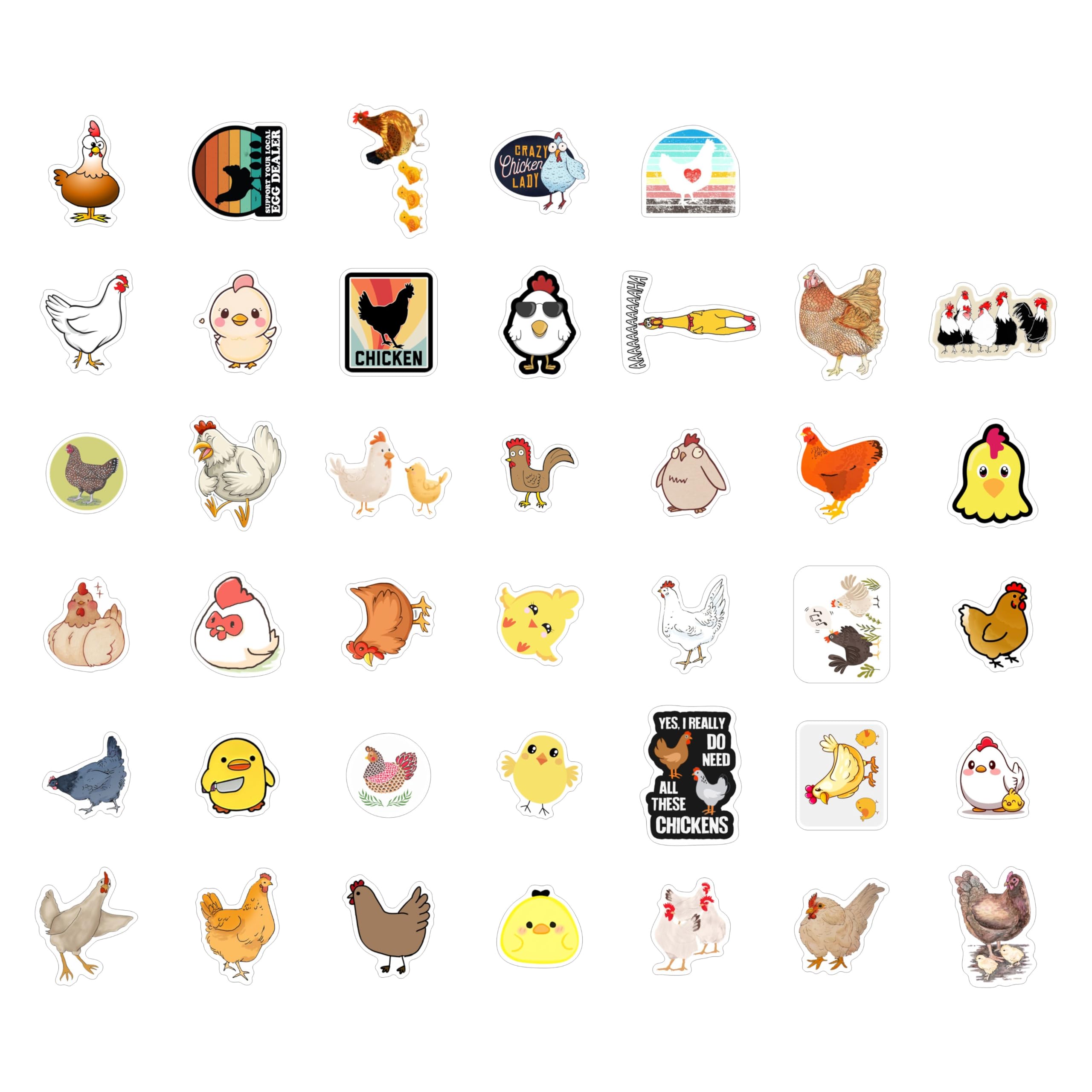 Adesivi con Galline per Bottiglie d'Acqua e Laptop - Favors e Decorazioni a Tema Fattoria - Chicken Stickers