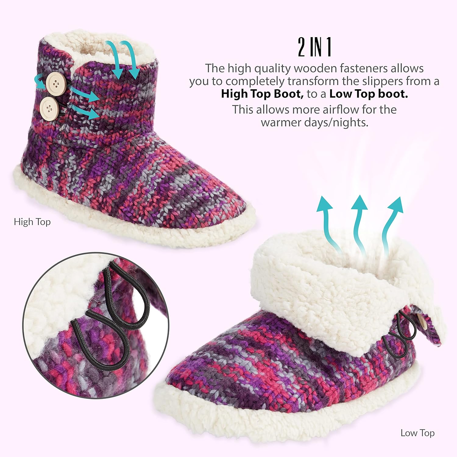 CityComfort Pantofole Donna Invernali A Stivaletto, Antiscivolo, Morbide E Calde Con Memory Foam