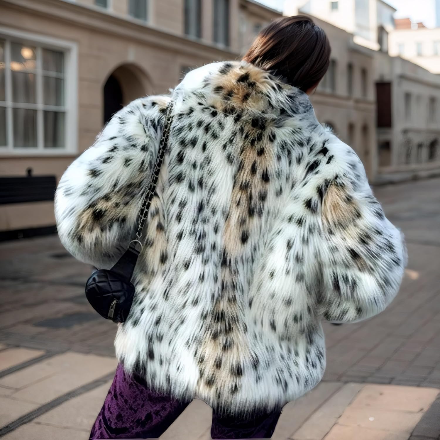 Women Faux Fur Lapel Coat Luxury Shaggy Fluffy Leopard Cardigan Jacket Sexy Warm Outwear for Wedding Winter Casual