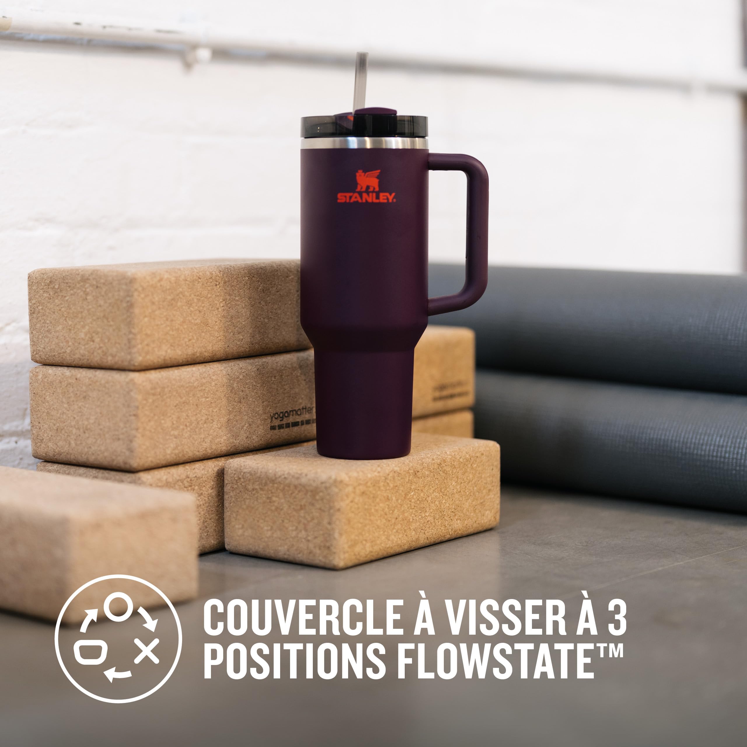 STANLEY 1913 Quencher Mug Isotherme avec Paille 1.2L - Plum | H2.0 FlowState - Froid Pendant 11 Heures - Glacé Pendant 48 Heures - Thermos Lavable au Lave-Vaisselle - Gourde Inox Sans BPA