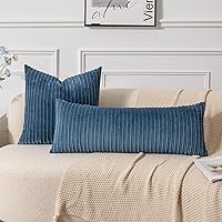 Vista 735 de UGASA - Juego de 2 fundas de almohada de terciopelo a rayas, funda decorativa para cojín con cremallera oculta para el hogar, sofá, dormitorio