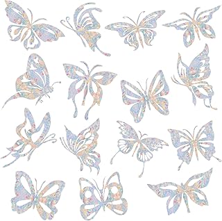 36PCS Butterfly Window Clings - Anti-Collision Window Decals to Save Birds from Window Collisions,Non Adhesive Prismatic Vinyl Window Clings, Rainbow Stickers