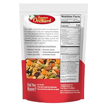 FRUIT NUT MIX TRAIL MIX by PREMIUM ORCHARD - Gourmet Trail Mix Bulk Blend of Mixed Nuts & Dried Fruit - Healthy Vegan Snacks, Snack Nut Mix, Plant Protein Source, Non-GMO, Natural - 18oz