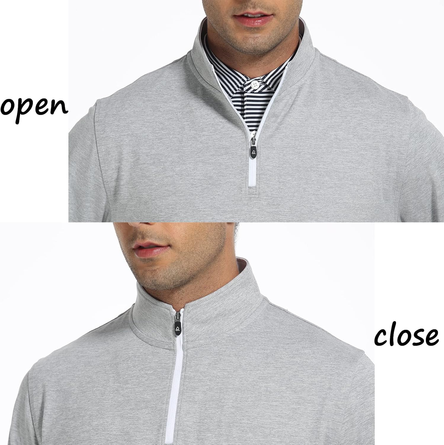 DEOLAX Mens Quarter Zip Pullover Solid 1/4 Zip Pullover Mens Athletic Long Sleeve Sweatshirt Mock Neck Golf Shirts for Men