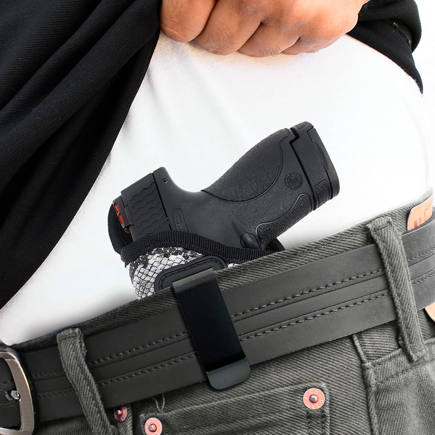 IWB Handgun Holster. ECO Leather Concealed Carry for Glock 26/27/33, M&P Shield, XDS, Taurus 709, Taurus Pro C, Walther P22, Beretta Nano, SCCY Sky, LC9 (Left). Gun Holster 9mm by Houston Gun Holsters