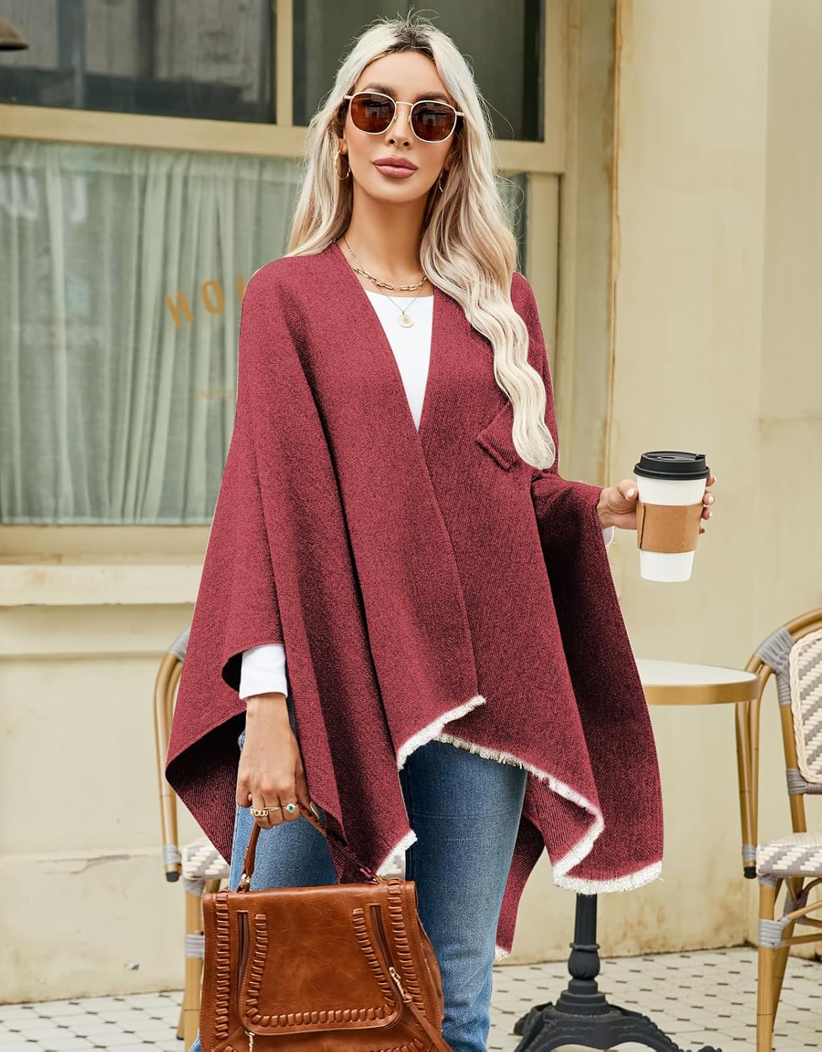 Danfiki Ponchos for Women Shawls Wraps Oversized Winter Warm Scarf