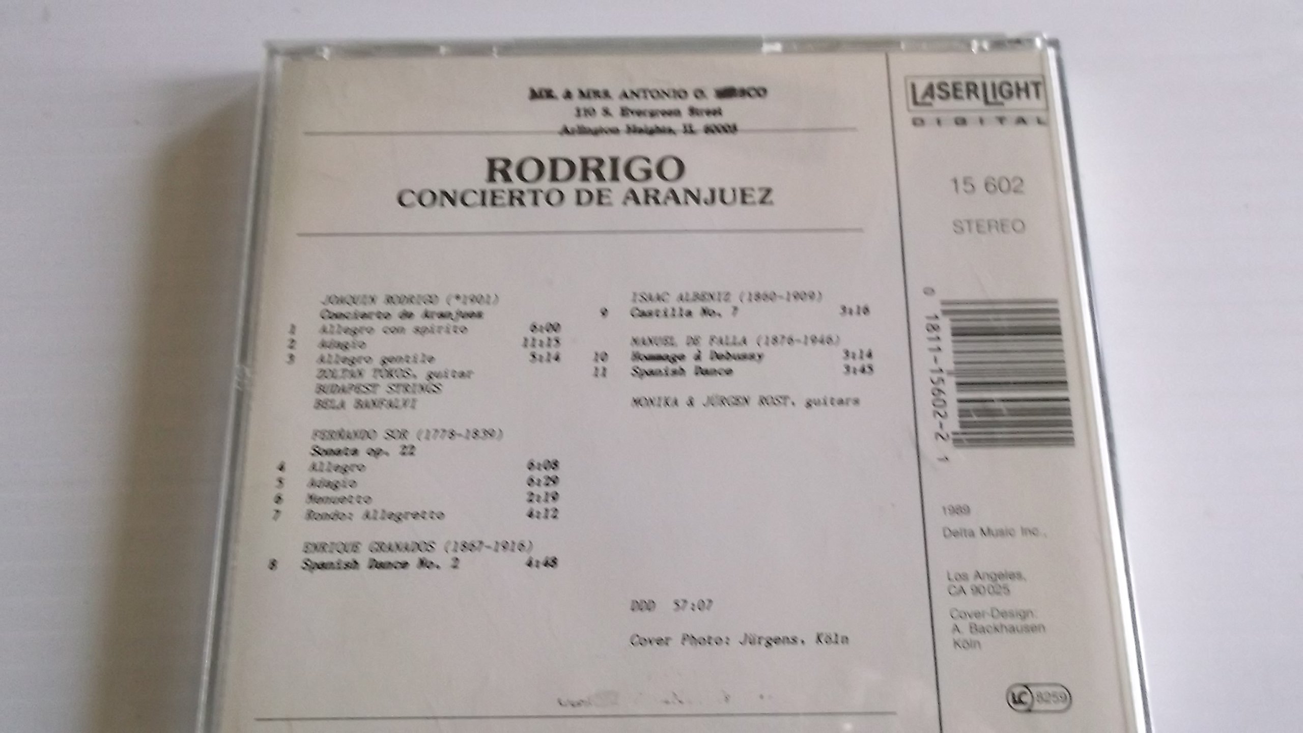 Amazon.com: Rodrigo: Concierto de Aranjuez; Spanish Guitar Music