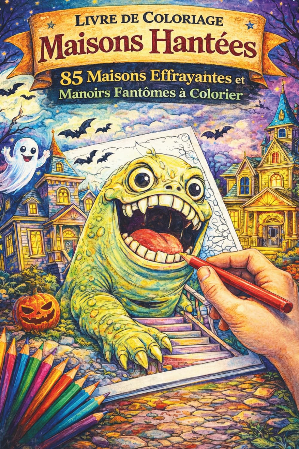 Livre de Coloriage Maisons Hantées – 85 Maisons Effrayantes et Manoirs Fantômes à Colorier | Grand livre Halloween pour enfants et seniors: Explorez ... abandonnées et inventez vos propres monstres