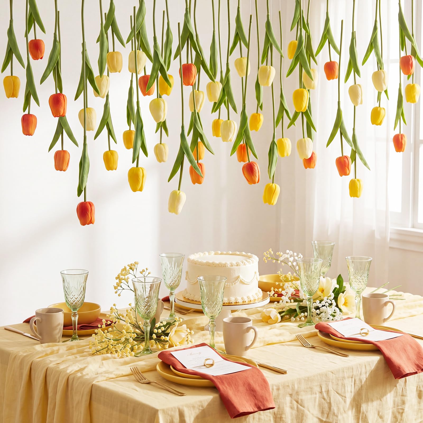Guirlande de tulipes artificielles pour mariage et décoration de plafond champêtre