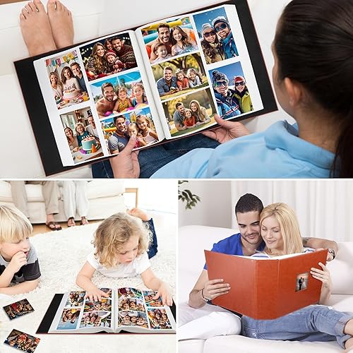 Miniatura 8 de Aevdor Álbum de fotos de 1000 bolsillos de 4 x 6 pulgadas, cubierta de cuero de gran capacidad, libro de fotos familiar con capacidad para 1000