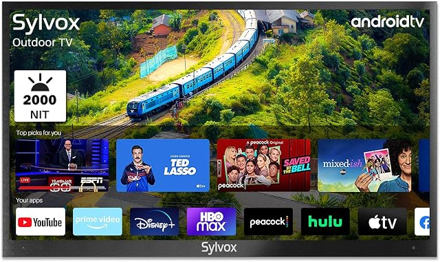 SYLVOX 65'' Outdoor Smart TV 4K UHD Ultra 2000NIT High Brightness HDR TV, Waterproof Built-in Chromecast, with Wireless Connection & WiFi Function for Outdoor Strong Light Areas(Poolpro Series)