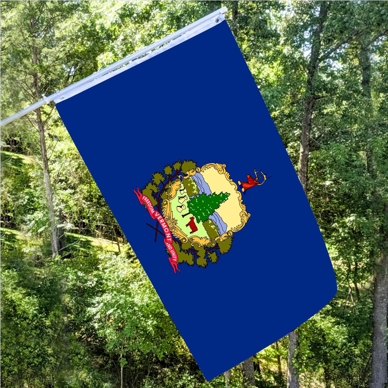 Vermont State Flag 3x5 Outdoor Double Sided State of Vermont Flags 3 Layers 240D Polyester Sewing 4 Rows of Thread with Durable Canvas Header and Brass Grommets Vermont Decor for Indoor Wall Room