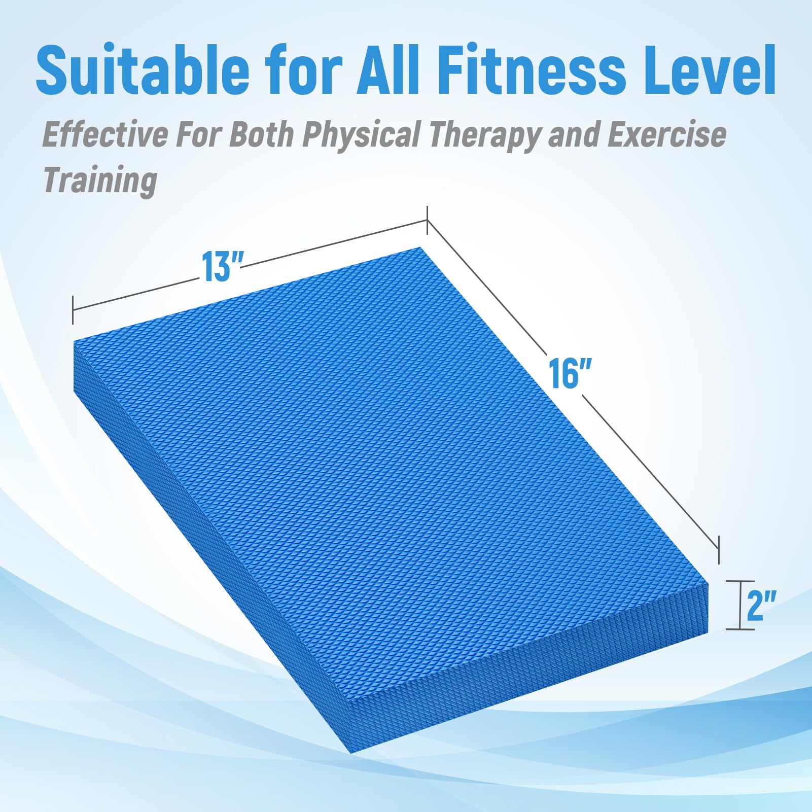Almohadilla de equilibrio para ejercicio, 16 x 13 x 2 pulgadas, alfombrilla de espuma antideslizante para fitness, yoga, tabla de equilibrio de espuma, terapia física, almohadillas de espuma y