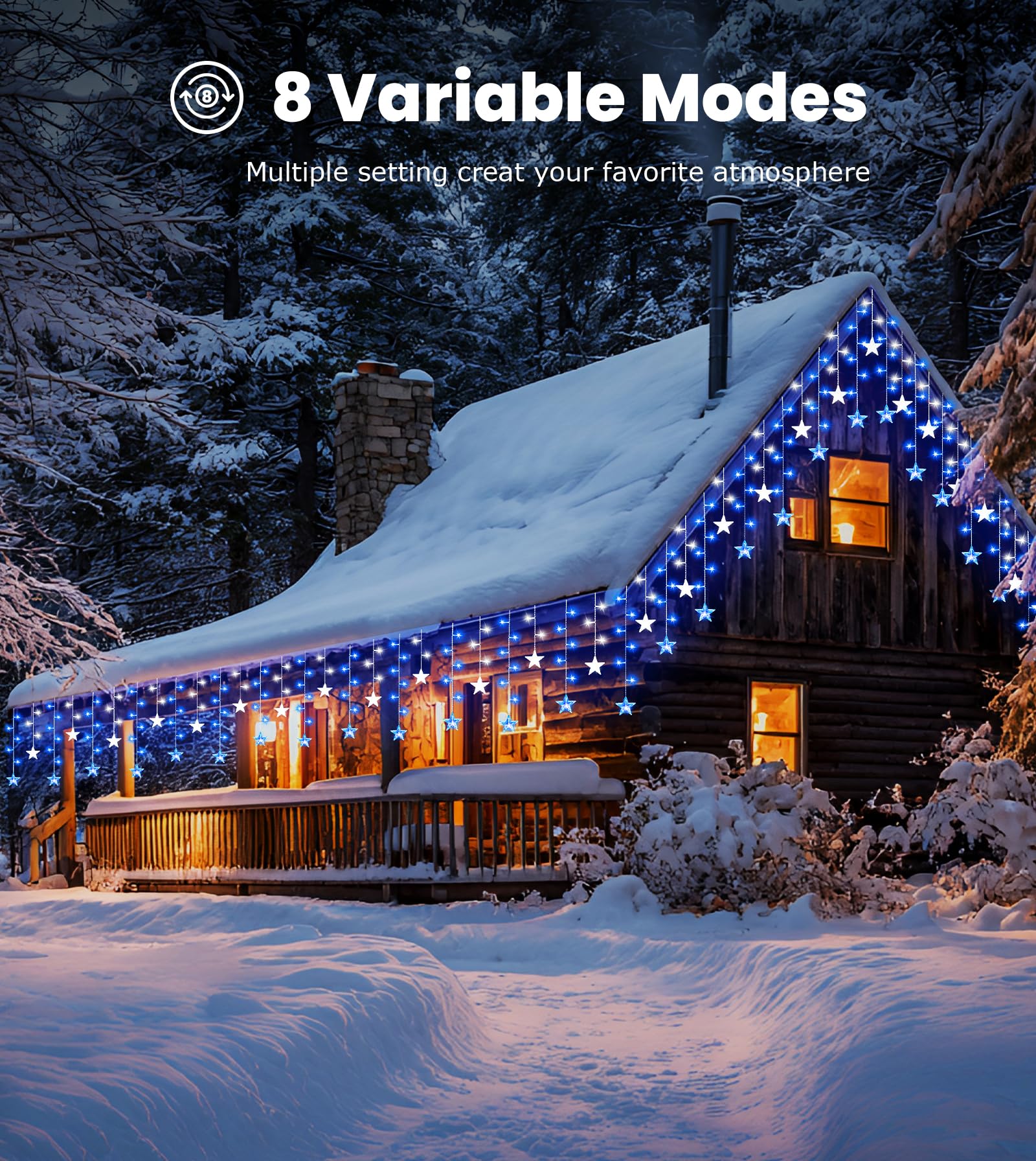 ULIGHTOWN Icicle Lights Outdoor, 9M/29.5FT Star Icicle Outdoor Christmas Lights - Image 3