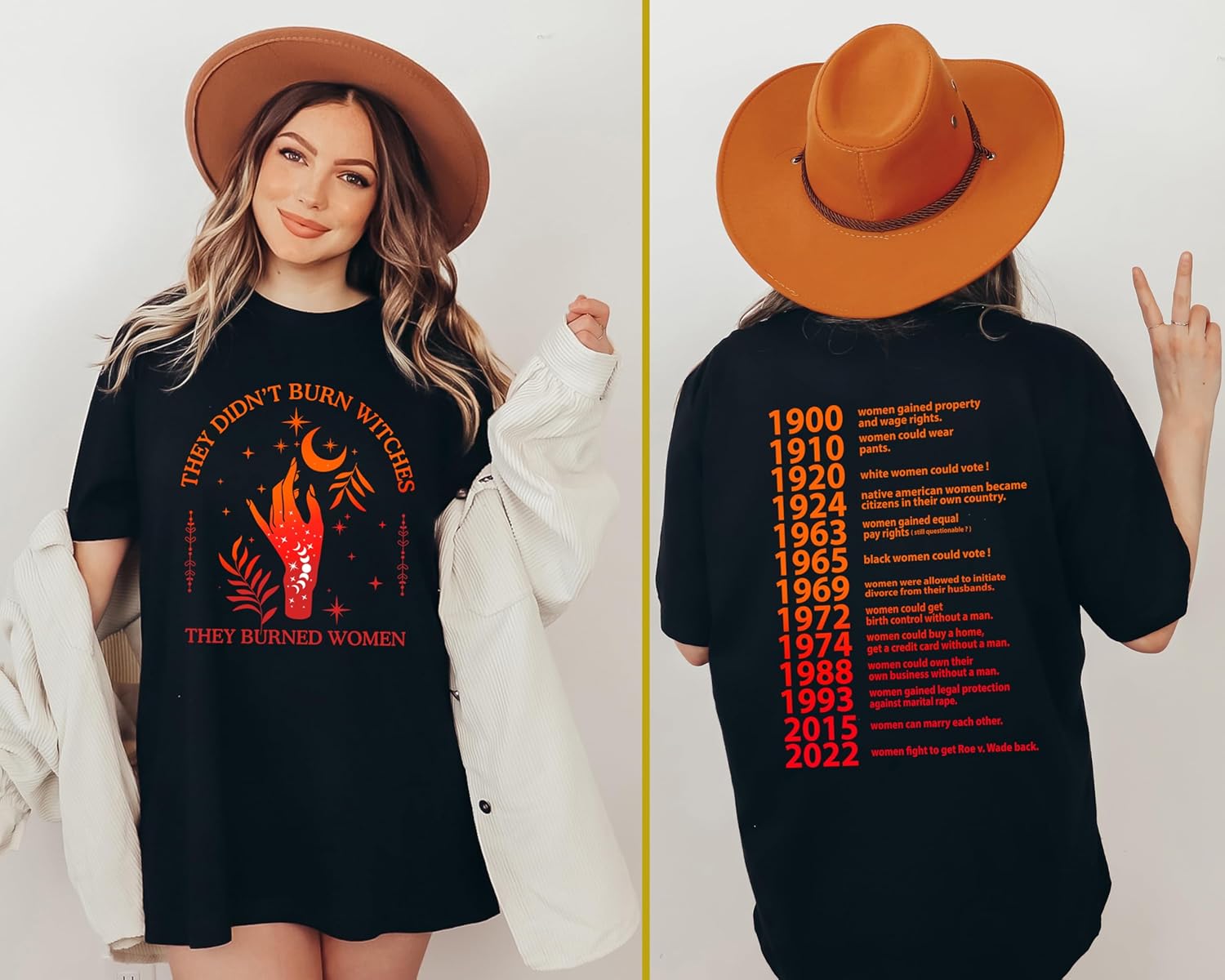 They Didn't Burn Witches They Burned Women T-Shirt, Witchy Feminist Sweatshirt, Halloween Shirt, Unisex - Image 4