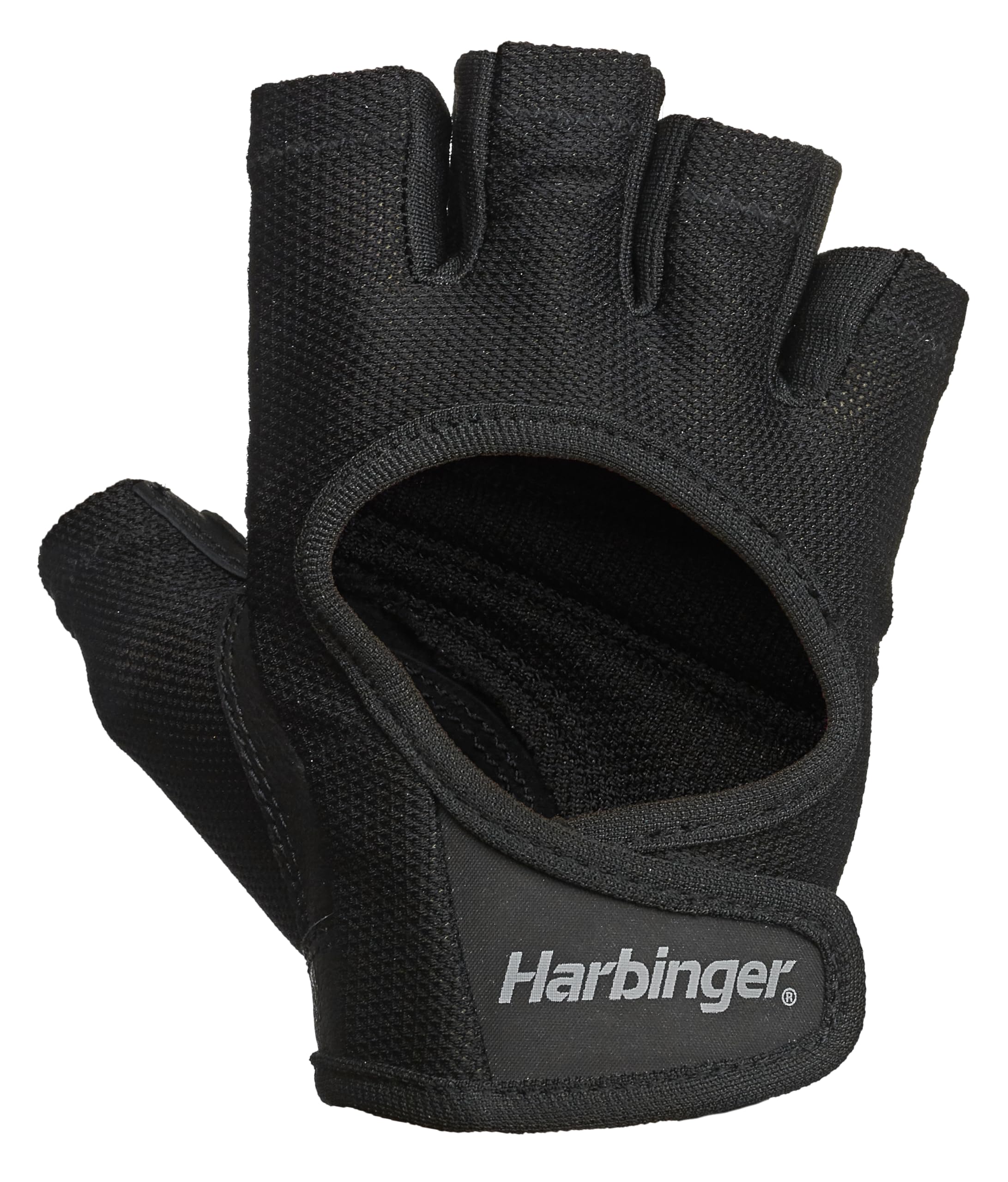 Harbinger Power Women's Weightlifting Gloves-Comfortable, Lightweight and Breathable,Adjustable Fit with Hook and Hoop Wrist Enclosure,Perfect For Beginners and Moderate Workouts,Large,Black