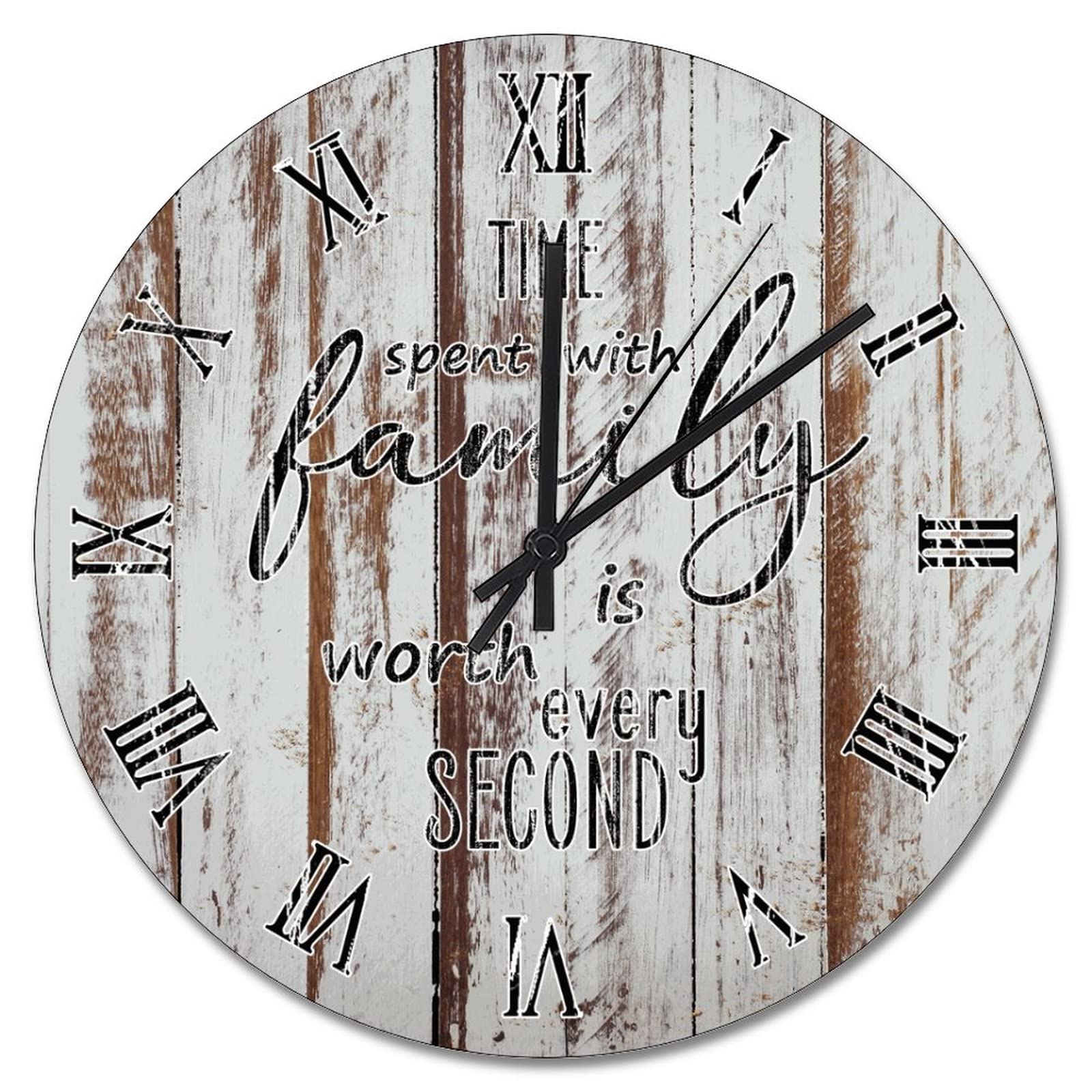 Horloge murale en bois de pin à piles 38 cm pour décoration de salon et cuisine