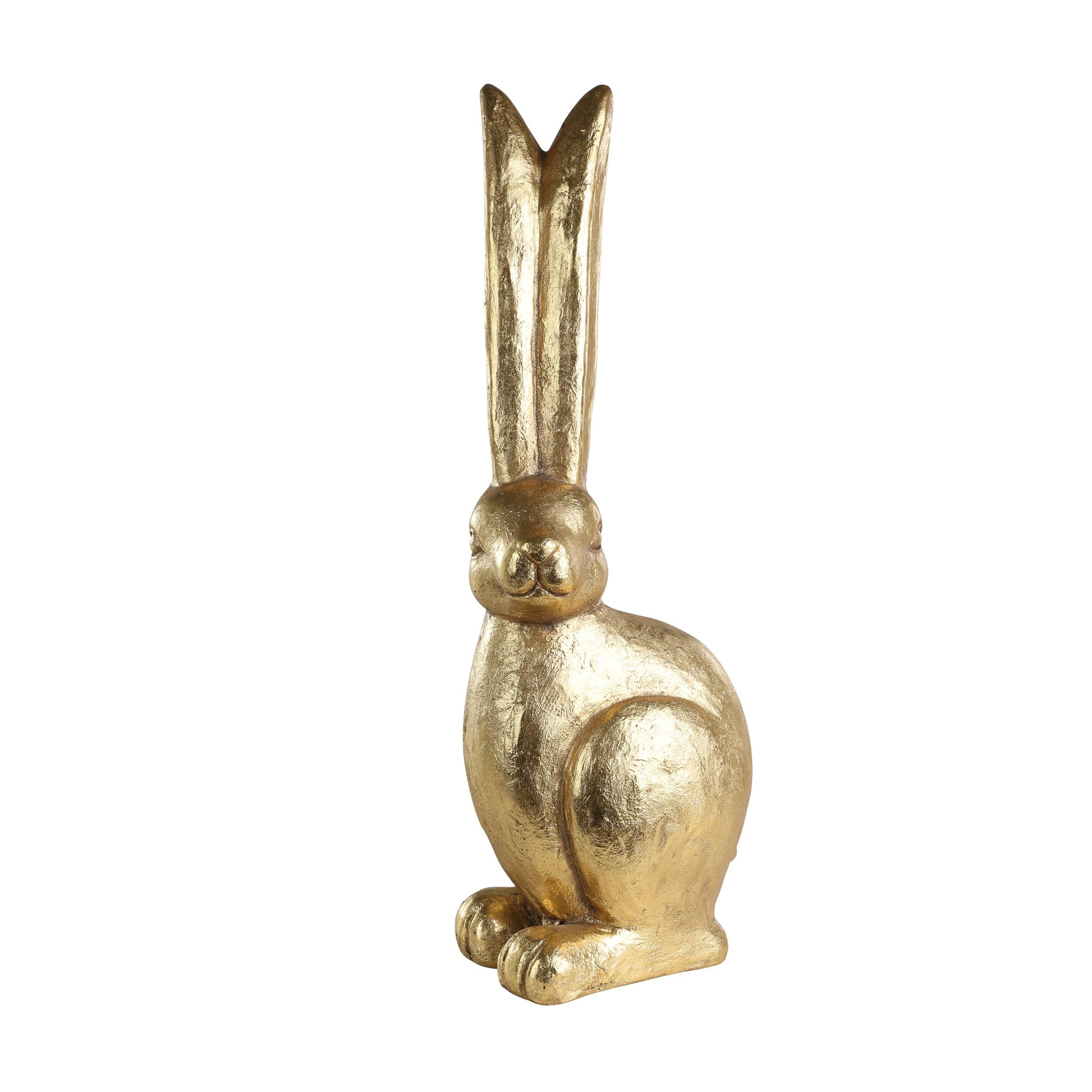 EGLO LIVING Osterdeko Hase Chilandy, große Deko Figur Ostern Frühling, Frühlingsdeko Osterhase, Elegante Osterfigur aus Kunststein in Gold, 62 cm | Frühlingsdeko Osterhase, elegante Osterfigur aus Kunststein in Gold, 62 cm