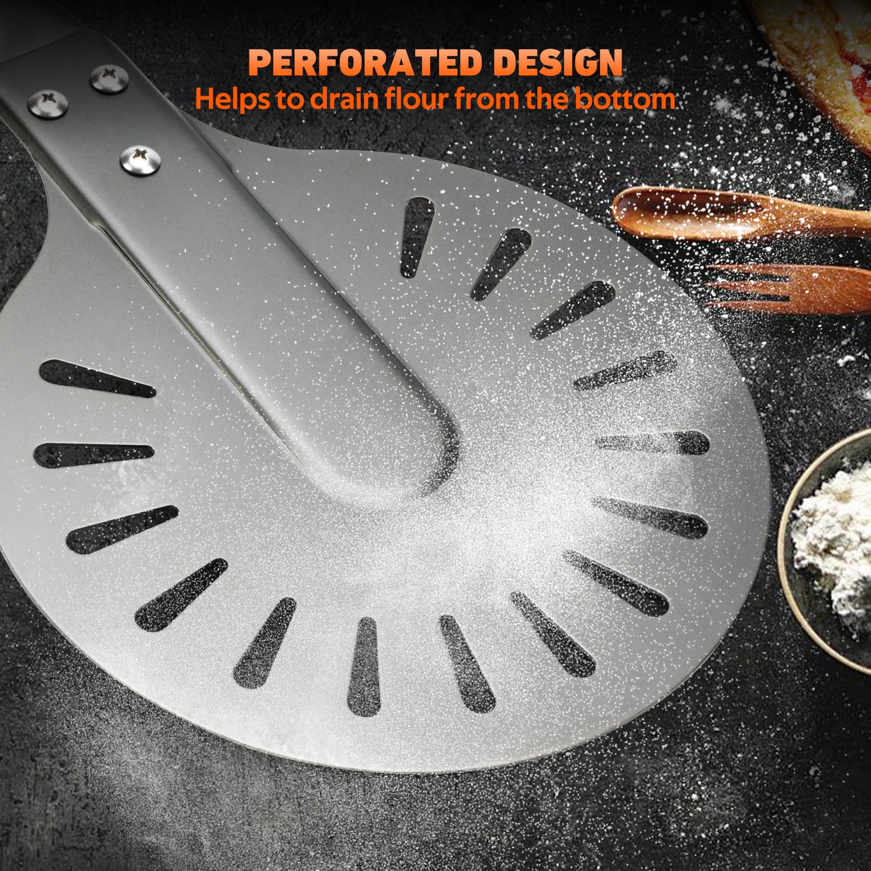 Mimiuo 122 cm Pelle à pizza en Aluminium pour Retourner, Pelle Retournement Ronde pour Tourner Pizzas, Accessoire pour Four à Pizza