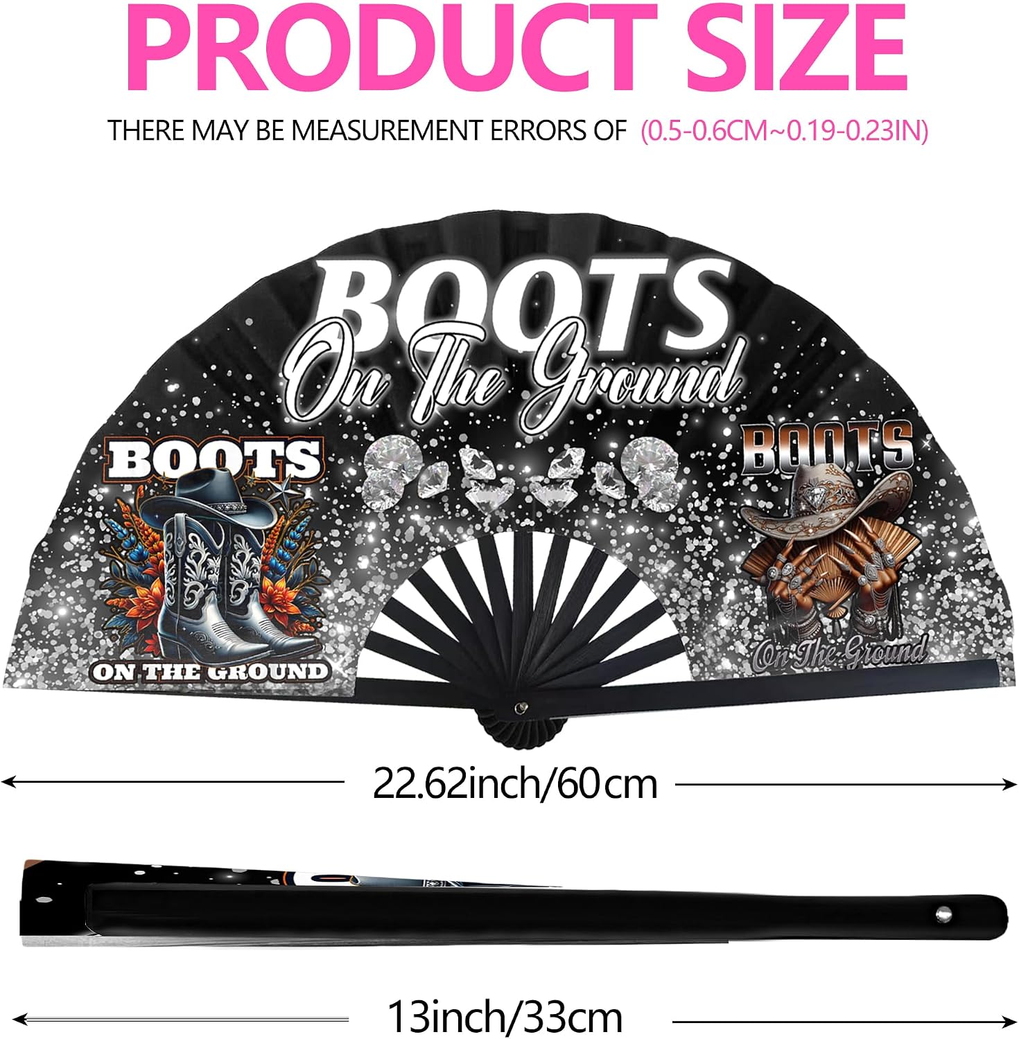 Boots On The Ground Hand Fan,Western Cowgirl Outfits for Women,Clapping Clacking Fans For Line Dancing
