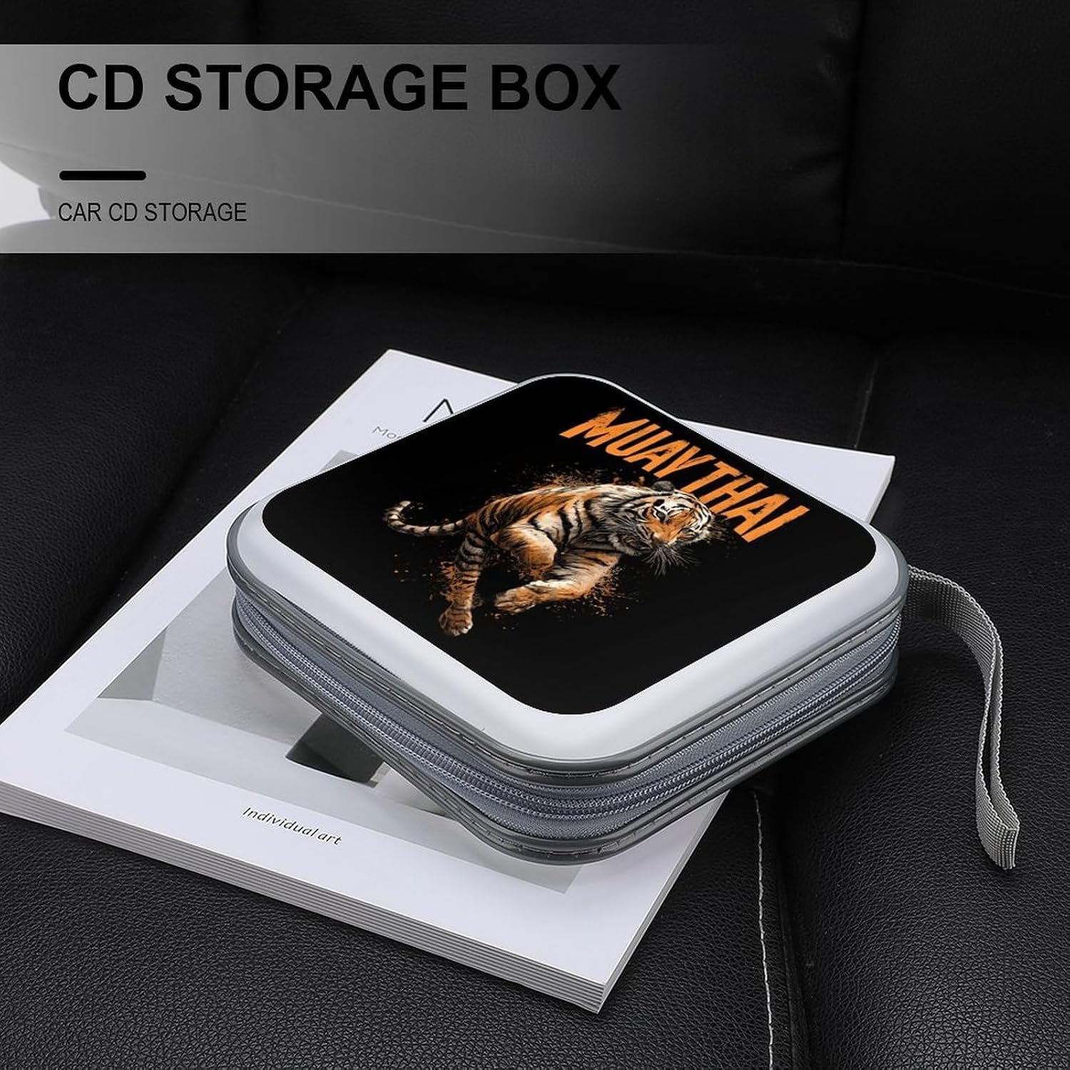 Tiger Muay Thai CD Cases DVD Holder Storage Box Plastic Protection Case for Car Home Office Travel image 5