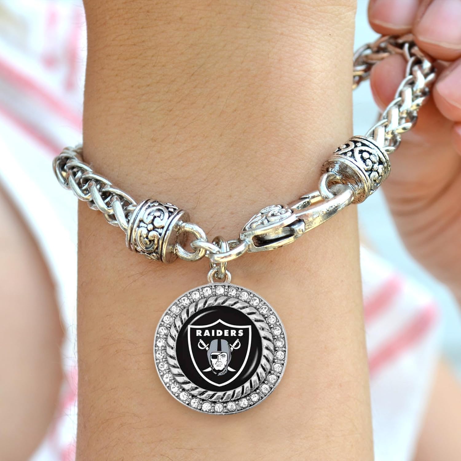 Mojo Licensing 3 Piece Jewelry Set - Necklace, Bracelet, and Earrings Collection - Emblem Pendant with Bling Rhinestones - Ideal NFL Logo Gift Set for Women, Girlfriend, BFF