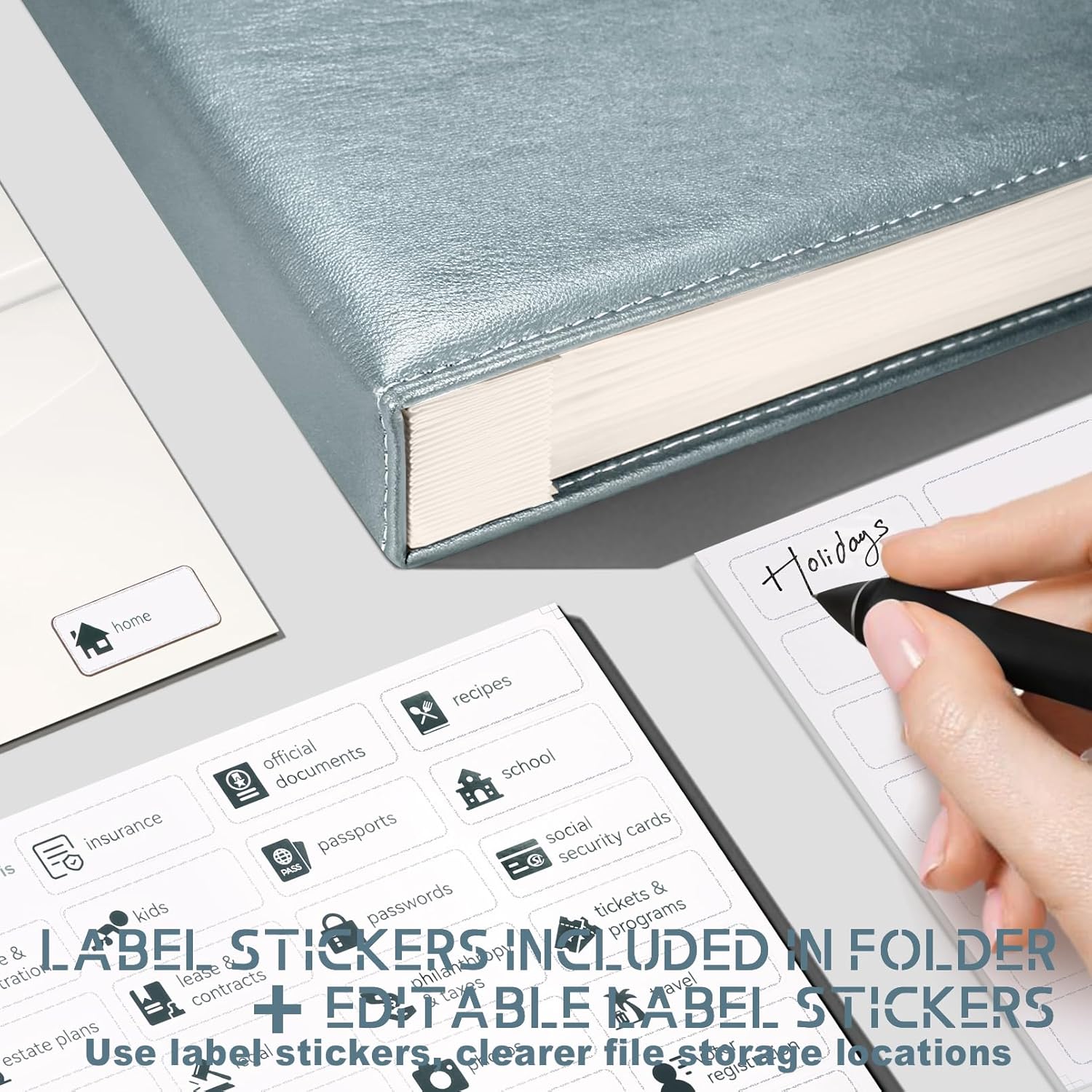 JOYCE Document Organizer Binder with Expanding File Folder, Folders with Pockets for Important Papers, Birth Certificates & Letters, Home Files Organization Portfolio Folder (Gray)