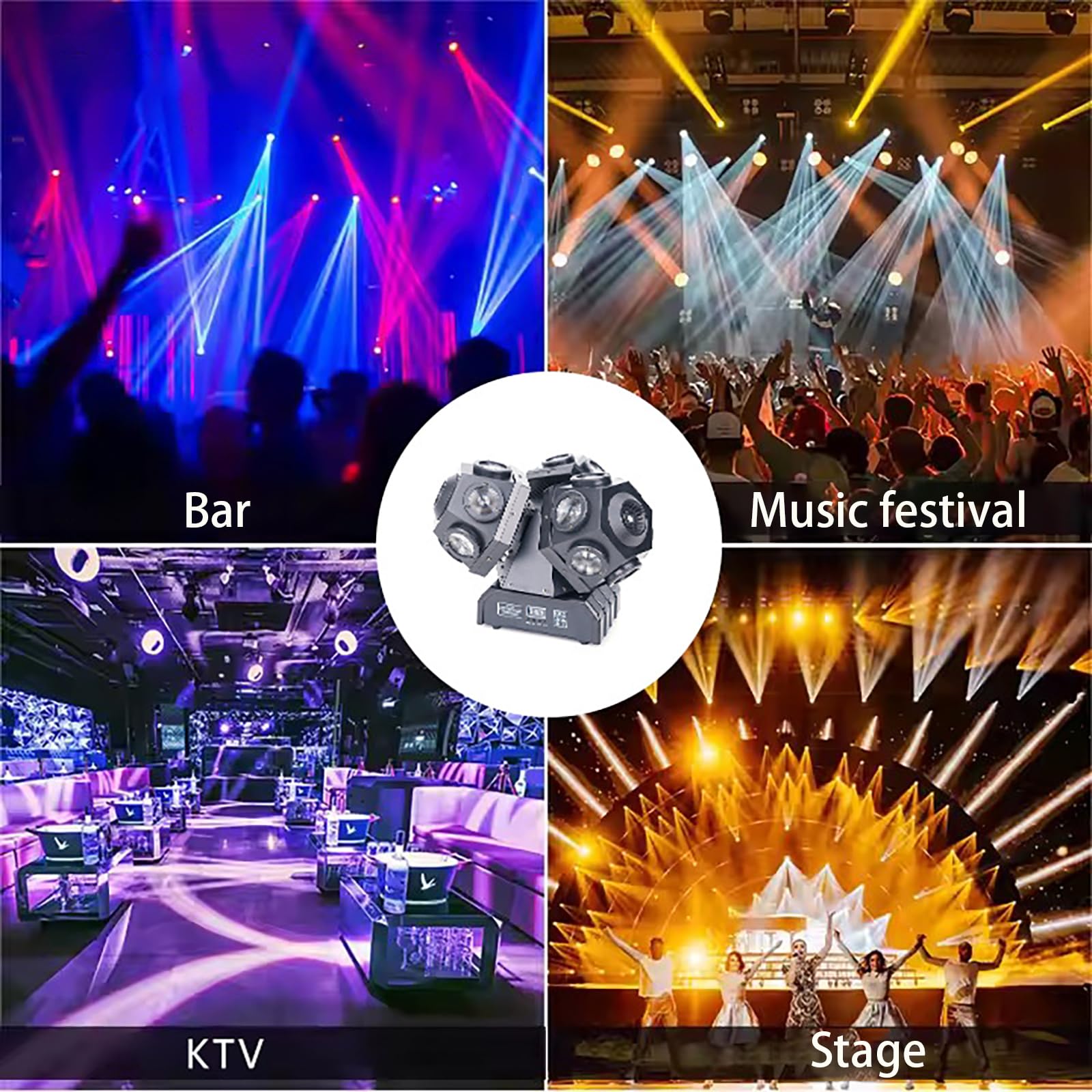 Mini Faretto Muovente da Palco, 18x10W LED Quad RGBW con Effetti di Pattern Rotante a 3 Bracci, Laser Strobo Attivato per KTV DJ Disco Matrimonio Festa Club Bar Spettacolo di Danza