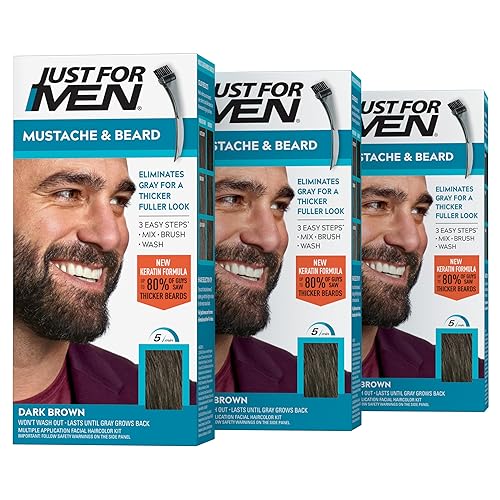 Miniatura 7 de Just For Men Bigote y barba colorante para barba con cepillo incluido marrón oscuro profundo M-46