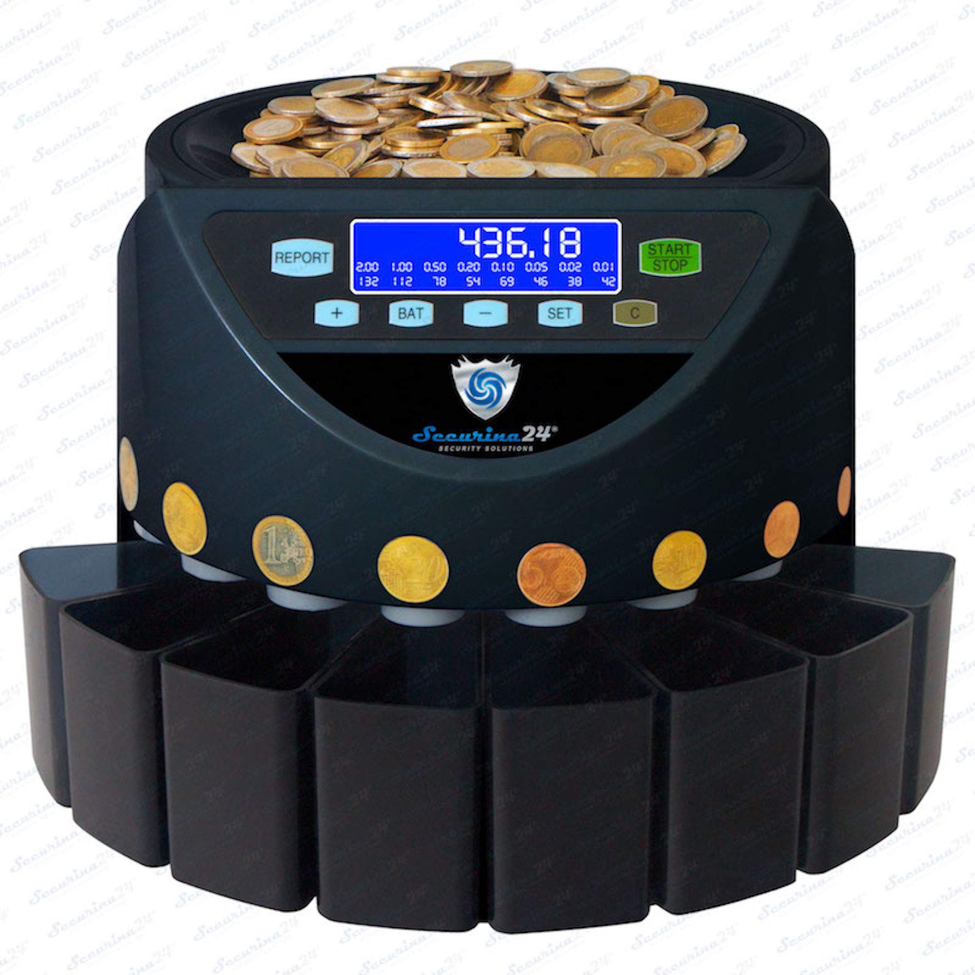 Securina24 Contador de monedas Euro SecuRina1200LCD (negro - BBB- LCD)
