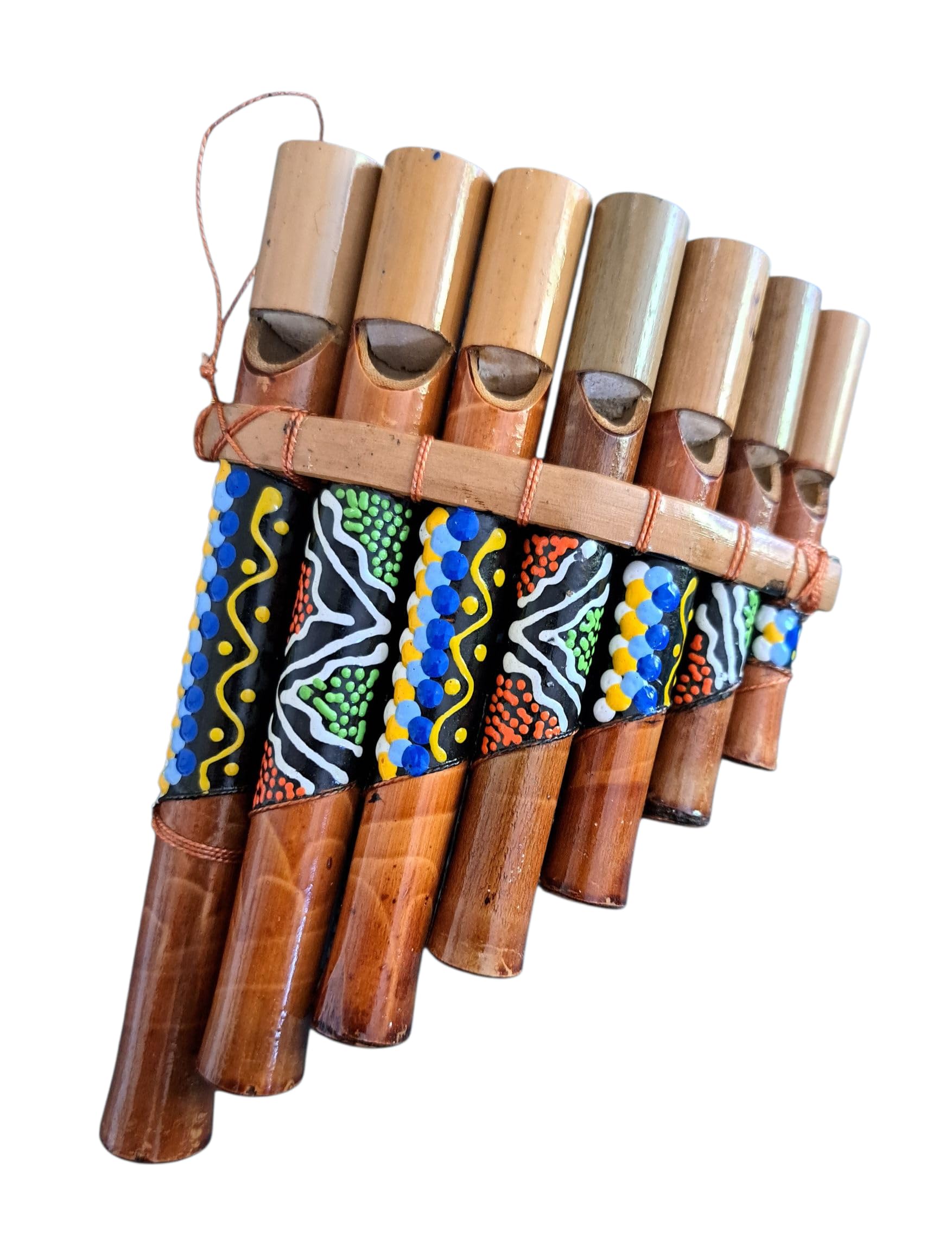 Flûte de pan Péruvienne Artisanale Décorée 7 notes Bambou musique