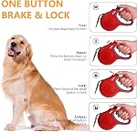 Fida Retractable Dog Leash with Dispenser and Poop Bags, 16 ft Pet Walking Leash for Small Dog or Cat up to 26 lbs, Anti-Slip Handle, Tangle Free, Reflective Nylon Tape (S, Red)