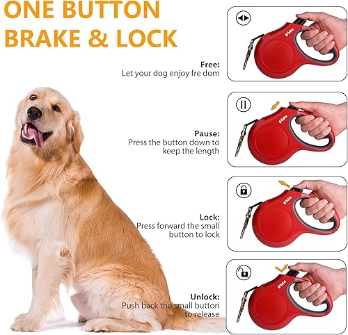 Miniatura 4 de Fida - Correa retráctil para perro con dispensador y bolsas para desechos, para razas XSML, 16 pies resistente para mascotas, mango suave, cinta