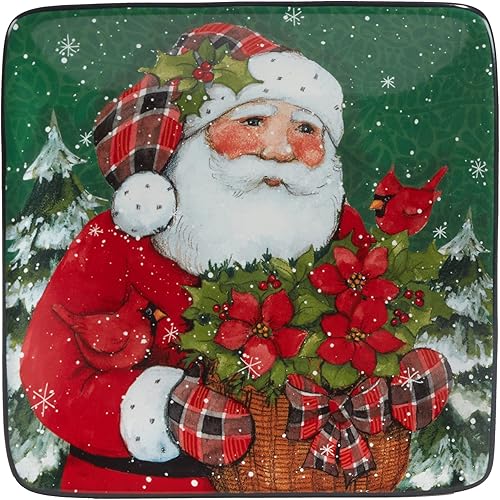 Miniatura 3 de Certified International Christmas Lodge Santa - Platos de canapéalmuerzo de 6 pulgadas, pequeños, juego de 4