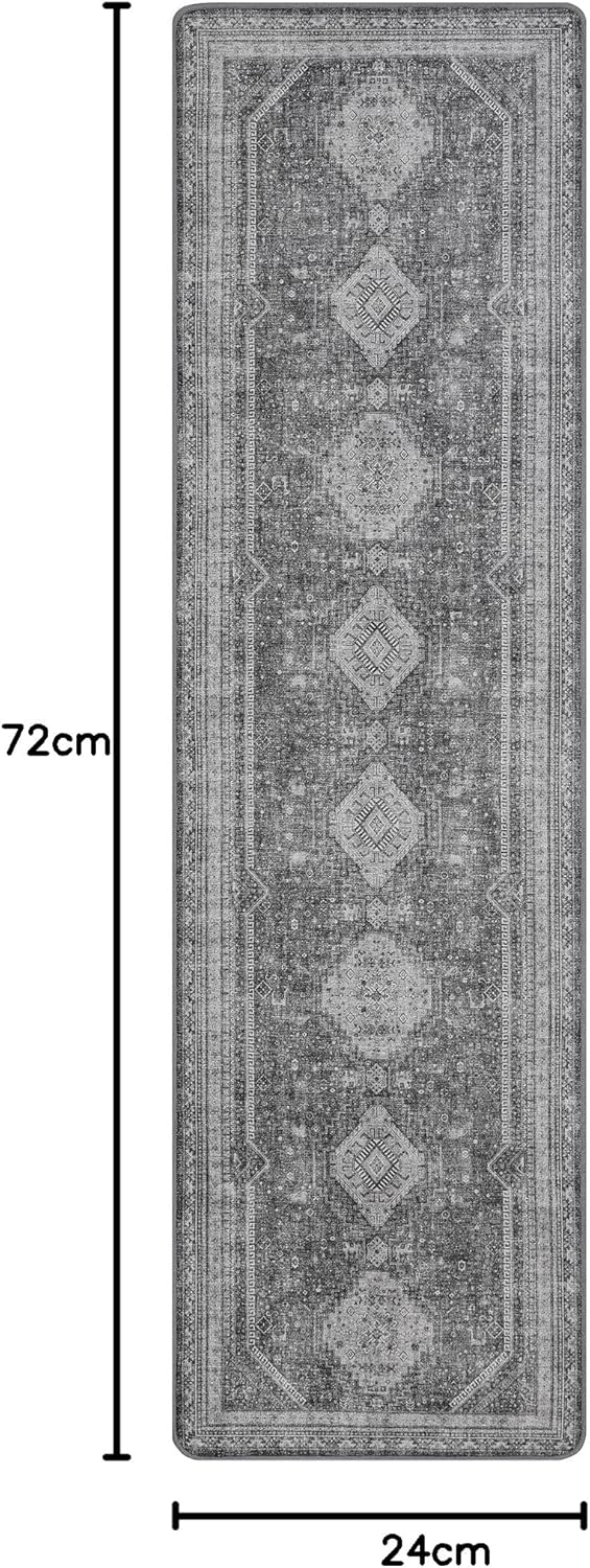 GENIMO 2x6 Non Slip Hallway Runner Rug, Machine Washable, Thin & Low Pile Lightweight for Kitchen, Laundry, Entryway, Bedroom & Living Room, Gray