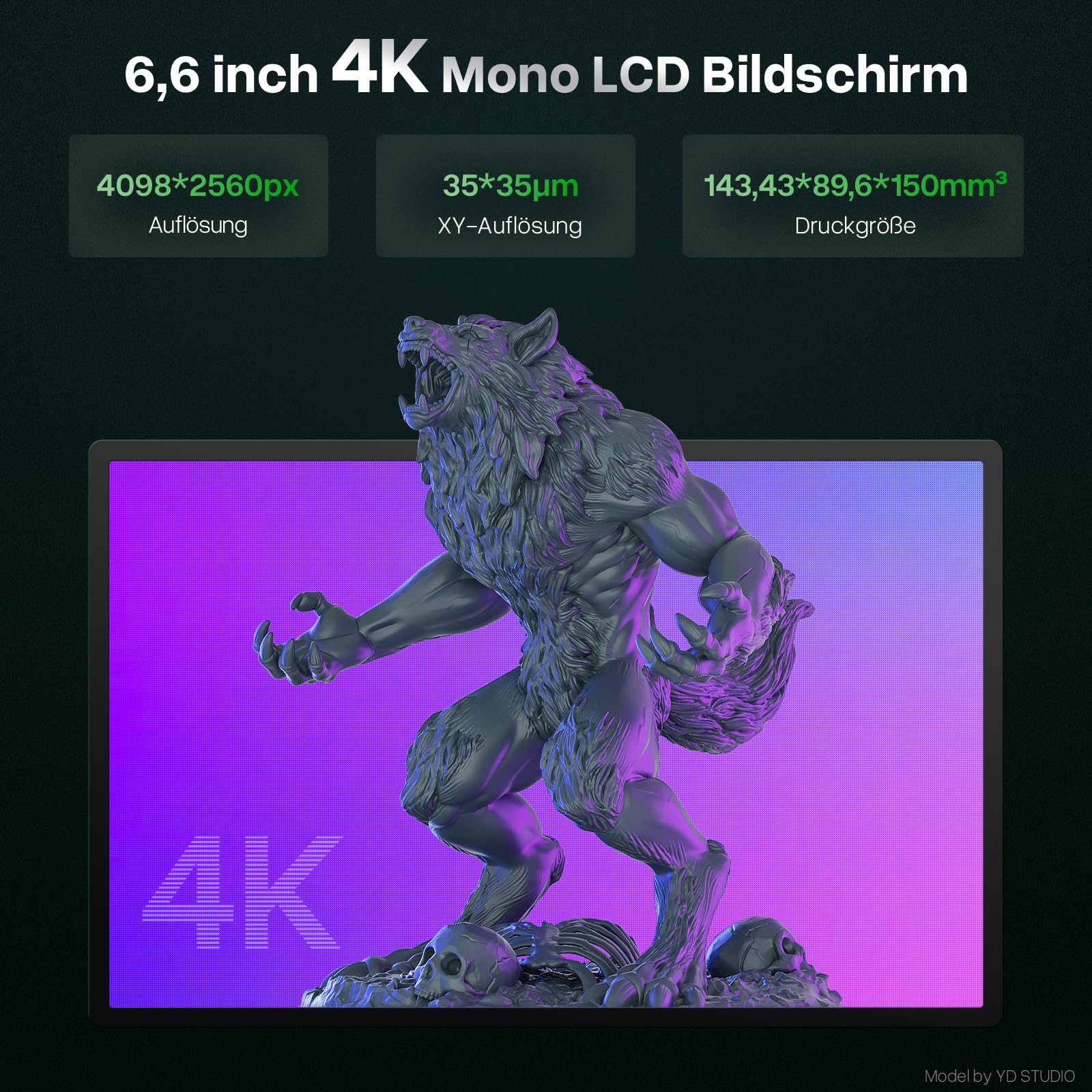 ELEGOO Marzo 5 Stampante 3D LCD 4K MSLA 6,6" livellamento automatico, stampa rapida 70 mm/h, sensore intelligente, protezione contro il surriscaldamento