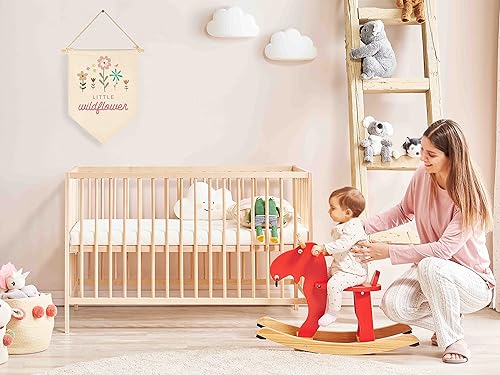 Miniatura 3 de Letrero colgante de lona con diseño de flores silvestres para decoración de pared, regalo para guardería, dormitorio, sala de juegos, puerta
