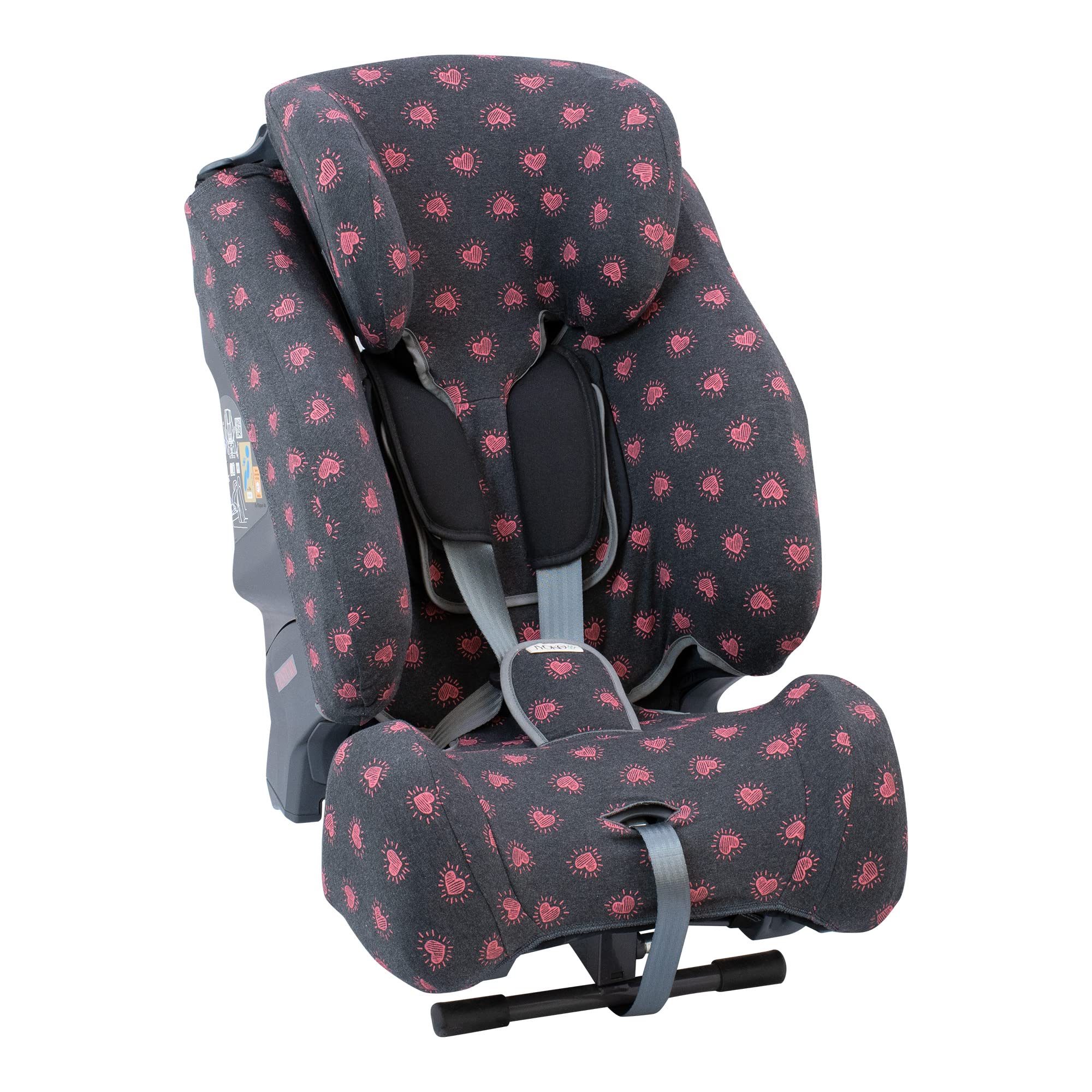 JYOKO KIDS Fodera per Seggiolino auto Compatibile con Klippan Triofix, Century, Maxi (Fluor Heart, KLIPPAN CENTURY)