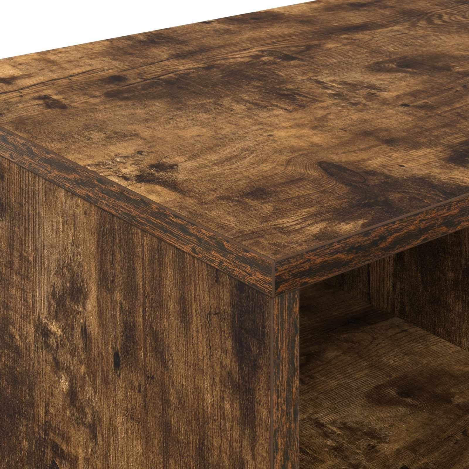 Szafka na łóżko z regałem z materiału drewnopochodnego w kolorze wędzonego dębu, 66 x 33 x 48 cm, 2-częściowy zestaw z 4 półkami, praktyczne przechowywanie do sypialni i salonu